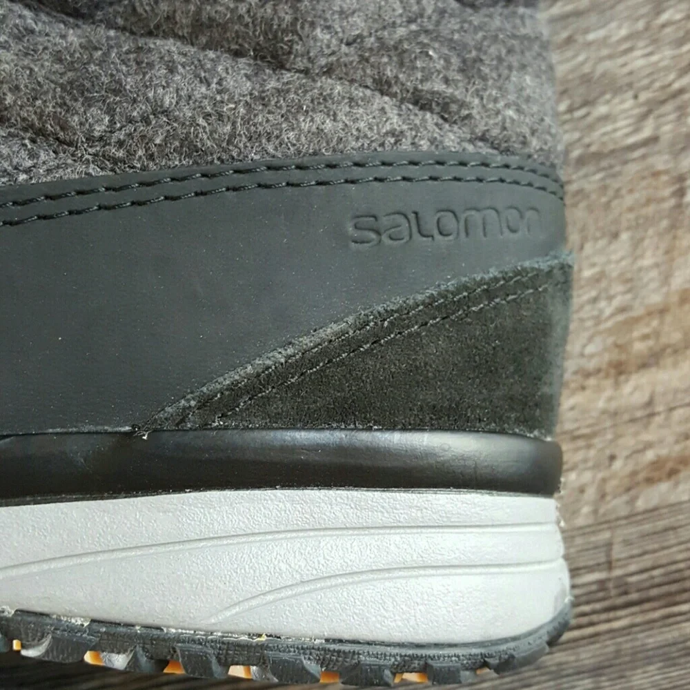Salomon Lace Up Winter Boots Women US 5.5 Black Gray Zipper Durable